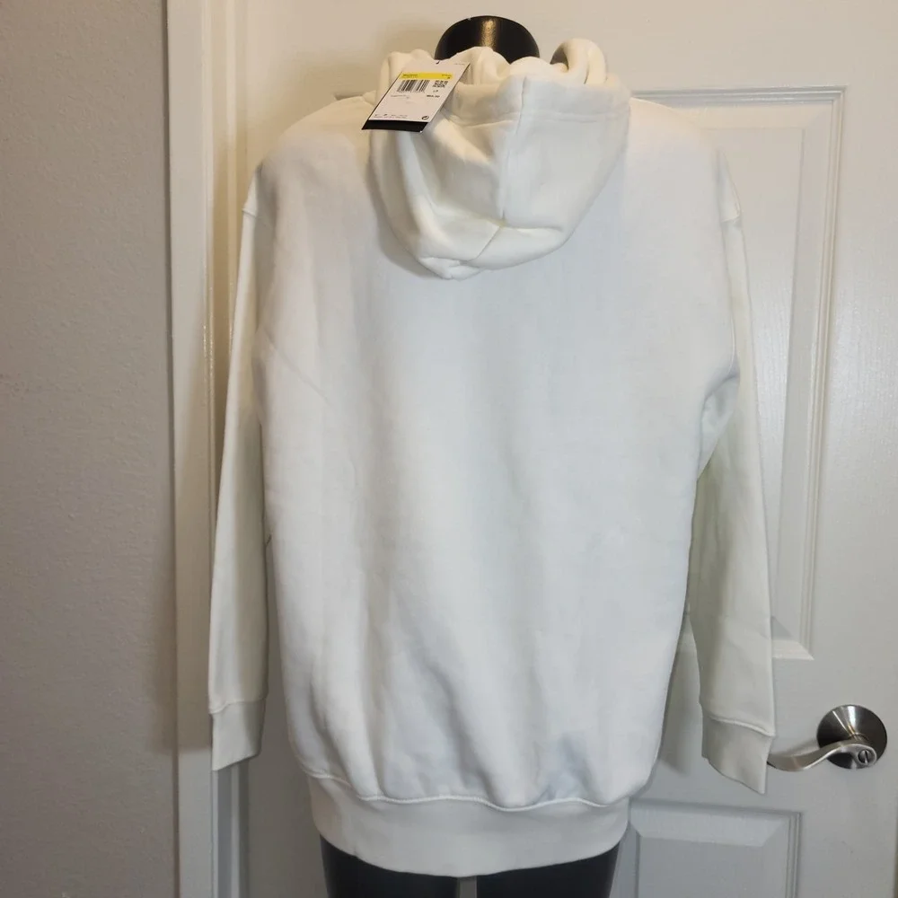 Nike Women's Small White Hoodie With Black Logo Pullover Sweatshirt MSRP $65